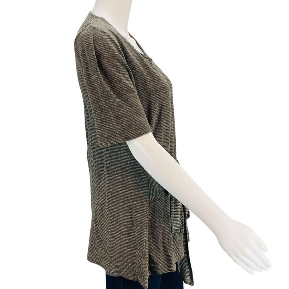 J Jill | Pure Jill Womens Top Linen Modal Blend Stripe Tie Front Petite Size LP - Picture 9 of 12